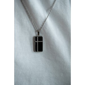 Collier mono-motif cesar en acier 316l avec diamant blanc