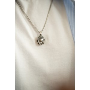 Collier mono-motif buddha en acier 316l