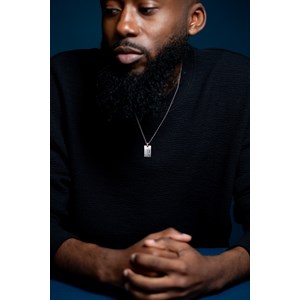 Coll. Mono-motif balthazar en acier 316l avec diamant blanc