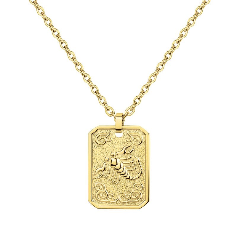 Phébus Bijoux - Collier zodiaque scorpion doré en acier 316l