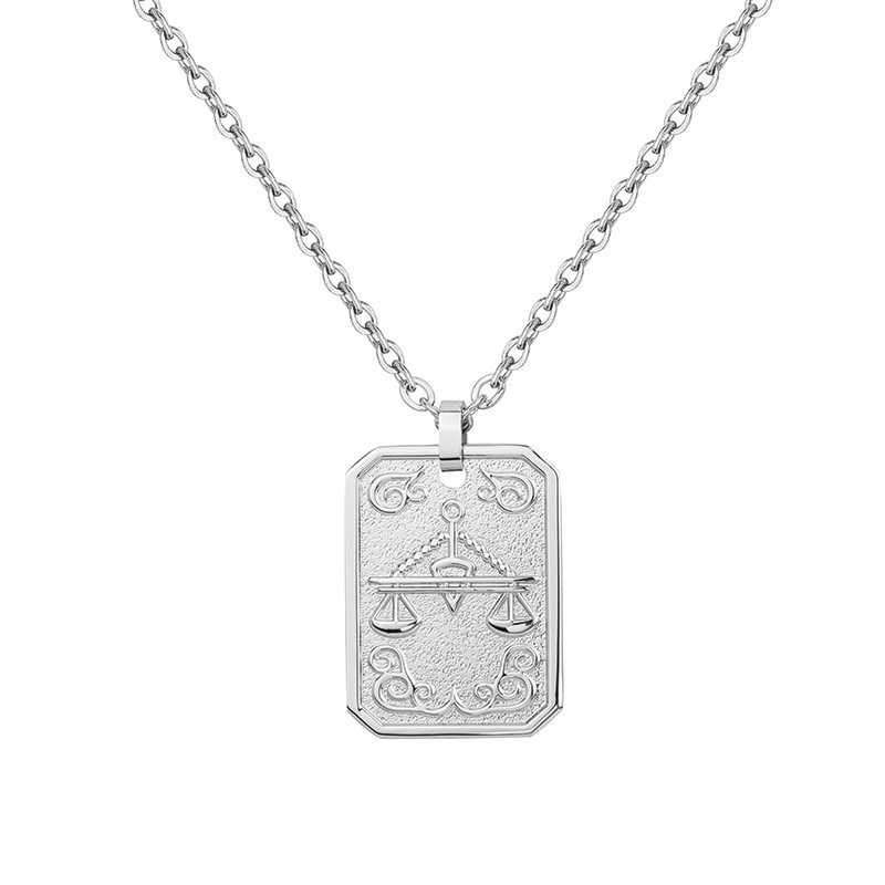 Phébus Bijoux - Collier zodiaque balance argent en acier 316l