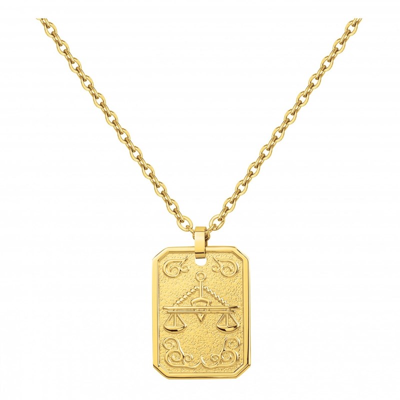 Phébus Bijoux - Collier zodiaque balance doré en acier 316l