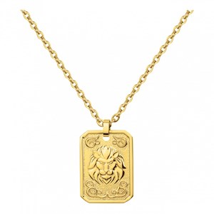 Collier zodiaque lion doré en acier 316l
