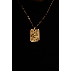 Collier zodiaque lion doré en acier 316l