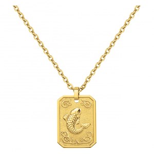 Collier zodiaque poisson doré en acier 316l