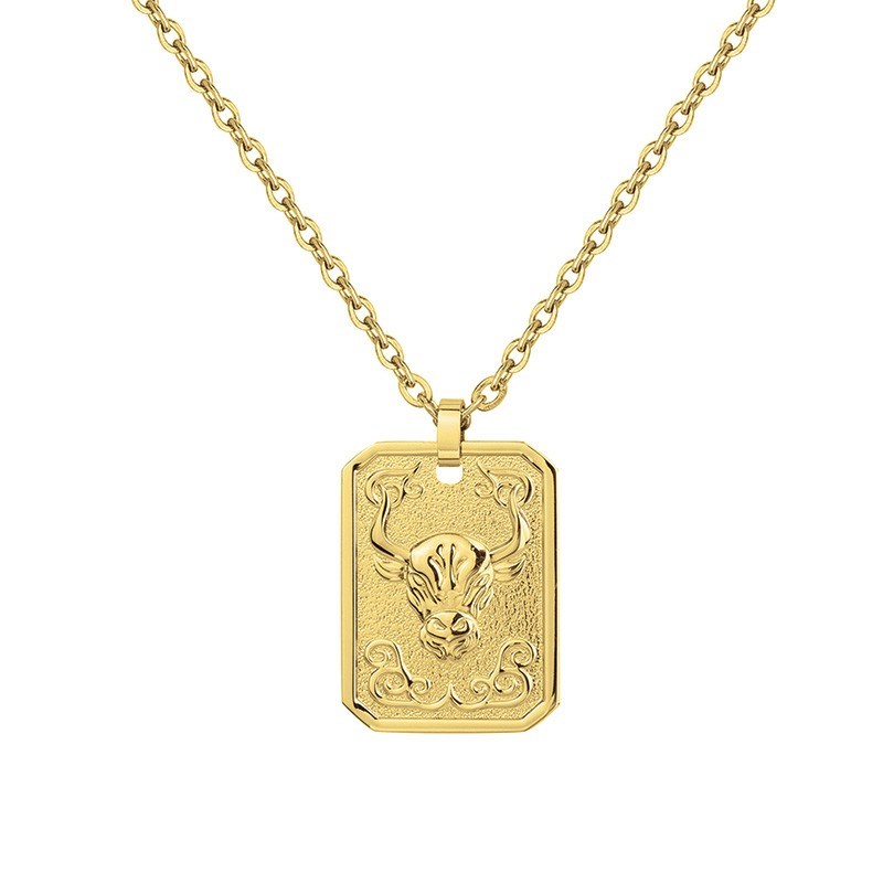 Phébus Bijoux - Collier zodiaque taureau doré en acier 316l