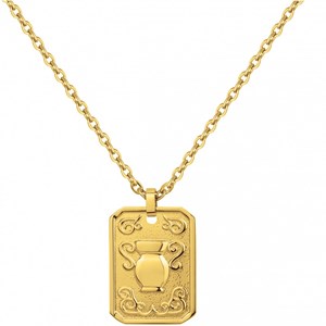 Collier zodiaque verseau doré en acier 316l