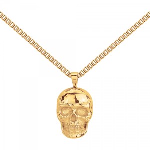 Coll. Mono-motif tête de mort doré en acier 316l