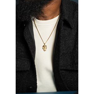 Coll. Mono-motif tête de mort doré en acier 316l