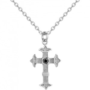 Coll. Mono-motif zack en acier 316l avec oxyde de zirconium noir