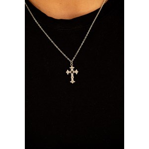 Coll. Mono-motif zack en acier 316l avec oxyde de zirconium noir