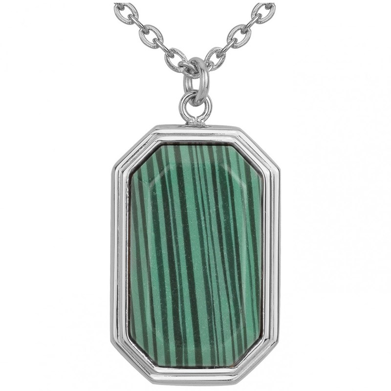 Coll. Mono-motif mason en acier 316l avec malachite vert