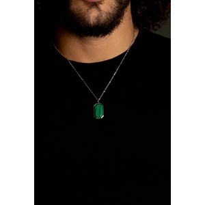 Coll. Mono-motif mason en acier 316l avec malachite vert