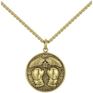 Coll. Mono-motif médaille boxe doré en acier 316l
