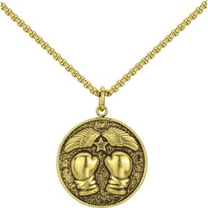 Coll. Mono-motif médaille boxe doré en acier 316l