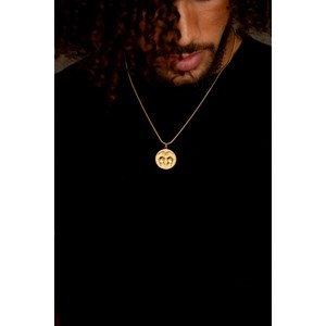 Coll. Mono-motif médaille boxe doré en acier 316l