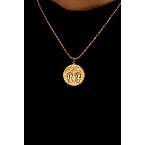 Coll. Mono-motif médaille boxe doré en acier 316l