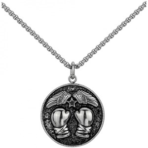 Coll. Mono-motif médaille boxe argent en acier 316l