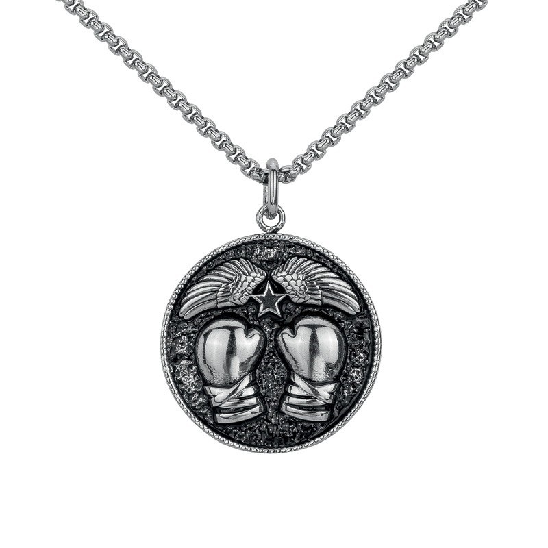 Phébus Bijoux - Coll. Mono-motif médaille boxe argent en acier 316l