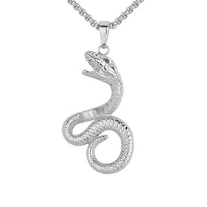 Collier serpent argent en acier