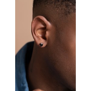 Boucles d'oreilles puces ryo en acier 316l avec oxyde de zirconium noir