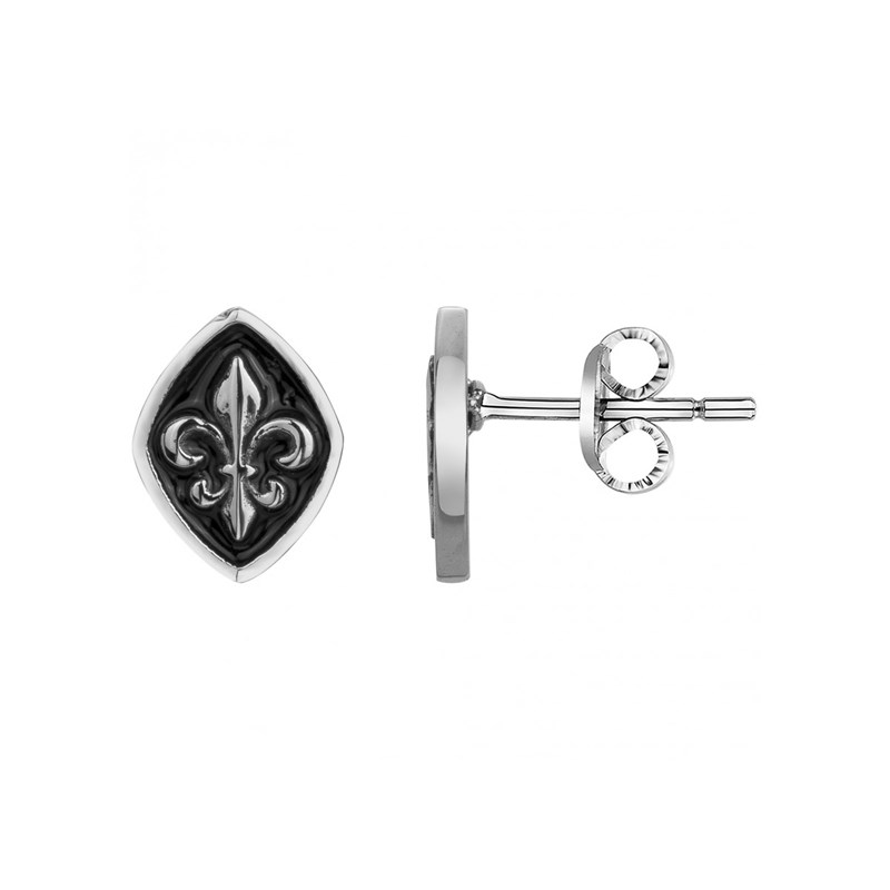 Boucles d'oreilles clous fleur de lys en acier 316l