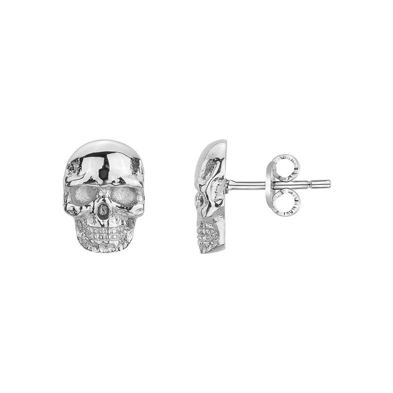 Phébus Bijoux - Boucles d'oreilles clous tête de mort argent en acier 316l