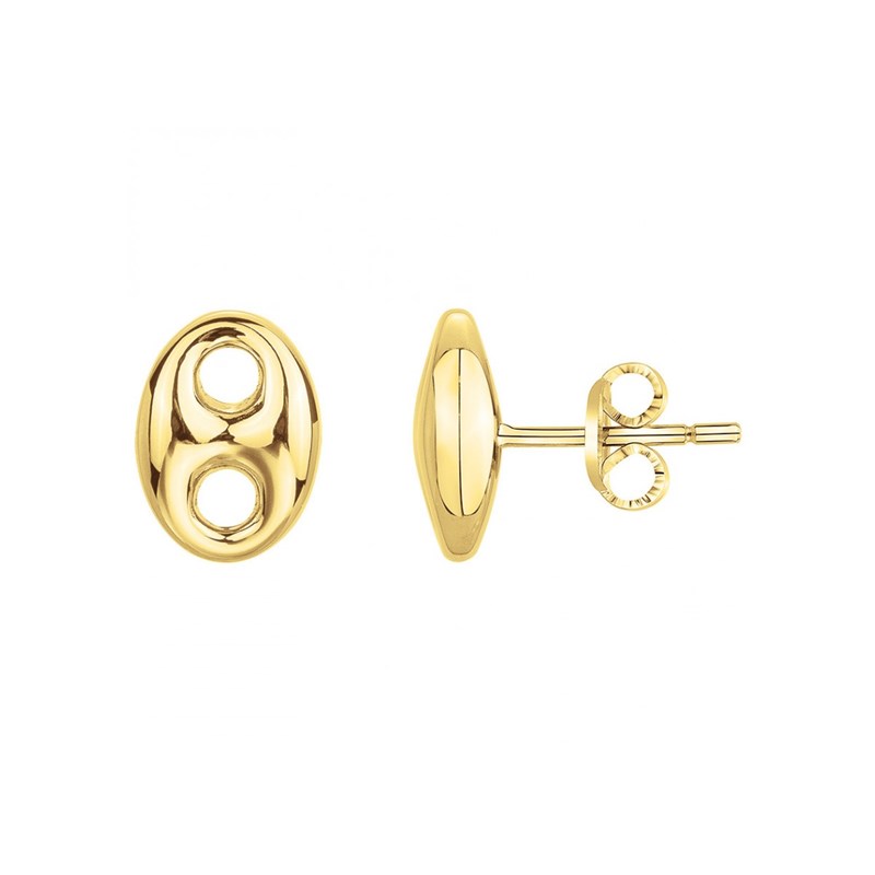 Phébus Bijoux - Boucles d'oreilles clous grain de café doré en acier 316l