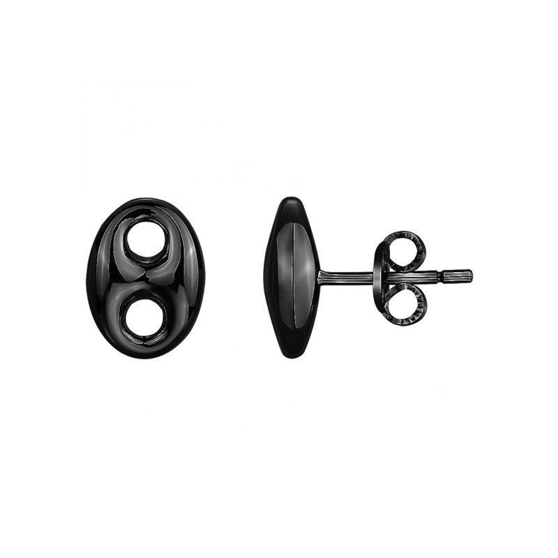 Phébus Bijoux - Boucles d'oreilles clous grain de café noir en acier 316l