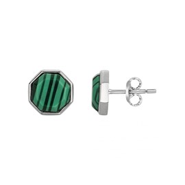 Boucles d'oreilles clous mason en acier 316l avec malachite vert