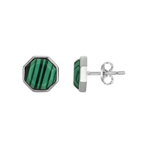 Boucles d'oreilles clous mason en acier 316l avec malachite vert