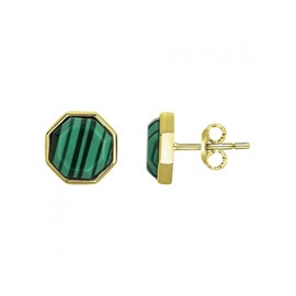 Boucles d'oreilles clous mason en acier 316l avec malachite vert