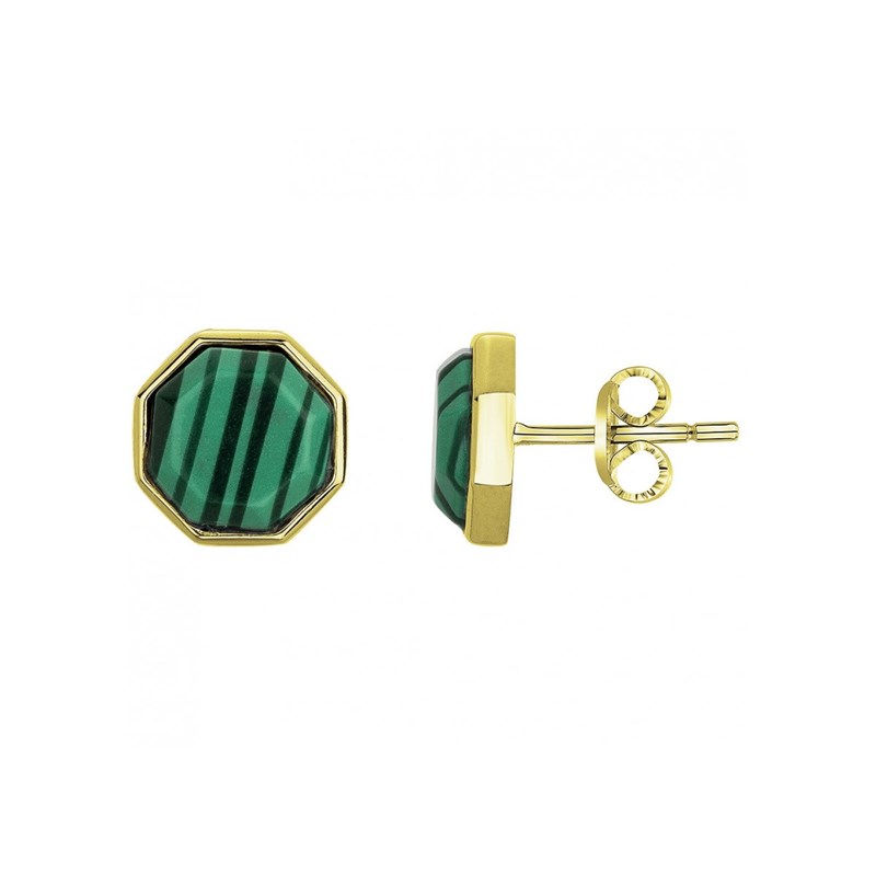 Boucles d'oreilles clous mason en acier 316l avec malachite vert
