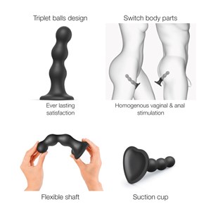 Dildo plug balls - noir - taille s