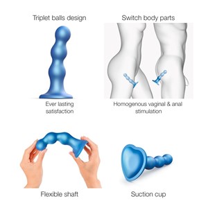 Dildo plug balls - bleu - taille s