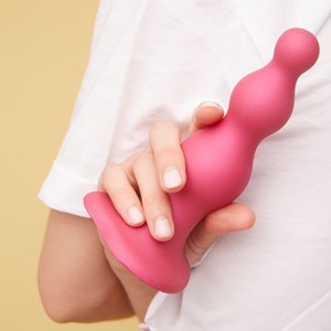 Dildo plug beads _ framboise - taille l
