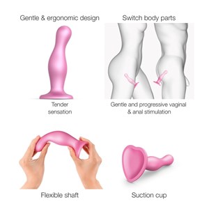 Dildo plug curvy - rose - taille l