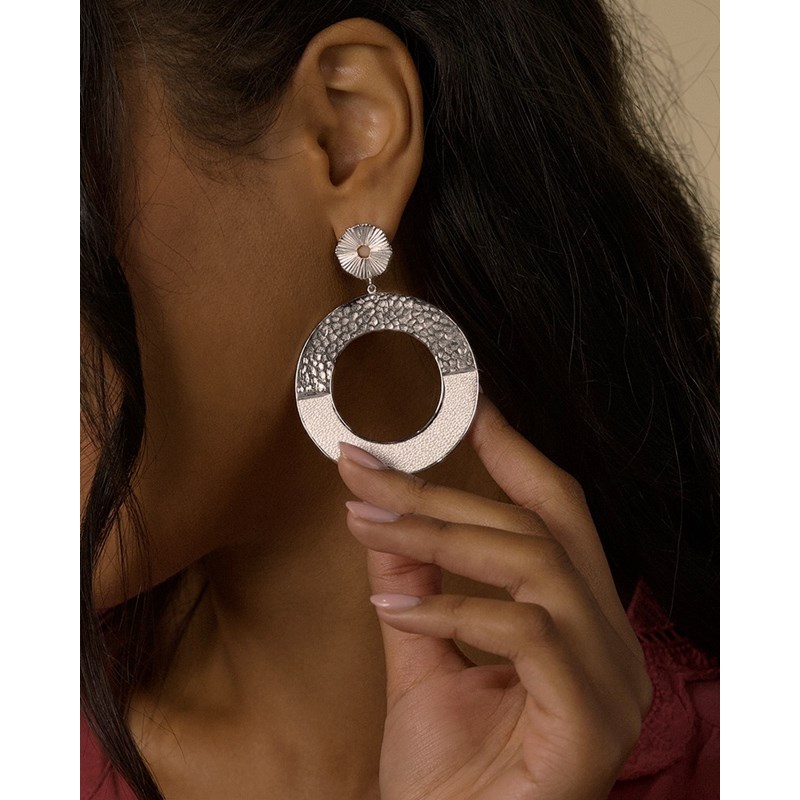 Boucles d'oreilles pendantes illusion argent blanc