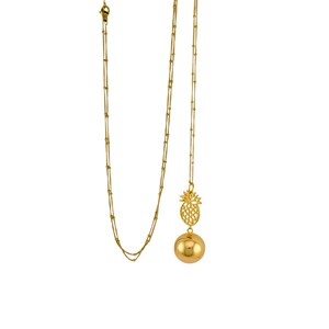 Bijou de grossesse bola avec chaîne - ananas or