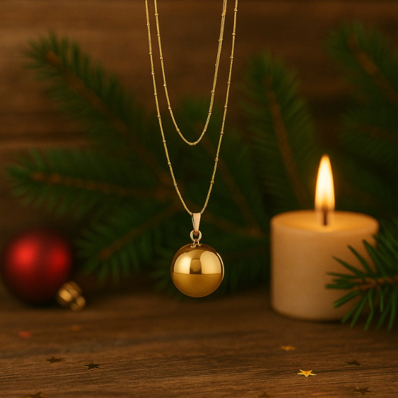 Bijou de grossesse bola avec chaîne - classique or