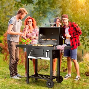 Barbecue portable en fonte avec plateau de braises.