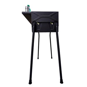 Barbecue au charbon avec plateau en acier inoxydable et 3 hauteurs de cuisson.