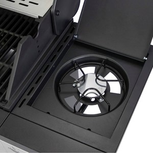 Barbecue à gaz avec 6+1 brûleurs et thermomètre intégré.