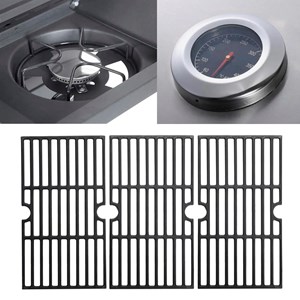 Barbecue à gaz avec 4+1 brûleurs et thermomètre intégré.