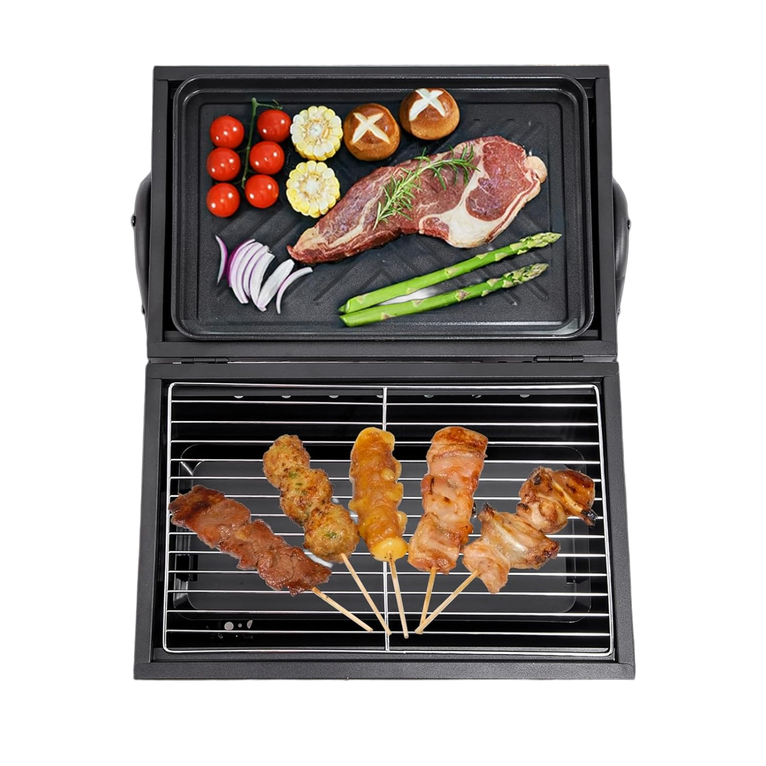 Poêle De Barbecue Relaxdays à Induction - Revêtement Antiadhésif, Poignée Pliable En Bois, Aluminium Pour Steaks Et Grillades 29x29cm