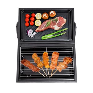 Barbecue à charbon avec cheminée, poignée, 2 plateaux de grill.