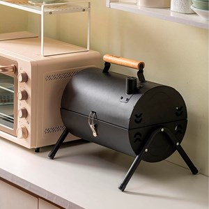 Barbecue à charbon avec cheminée, poignée, 2 plateaux de grill.