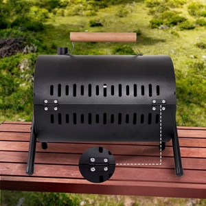 Barbecue à charbon avec cheminée, poignée, 2 plateaux de grill.