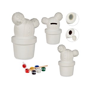 Tirelire à peindre design cactus.