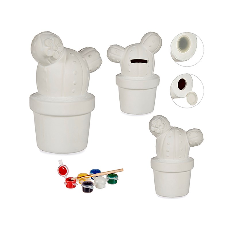 Tirelire à peindre design cactus.